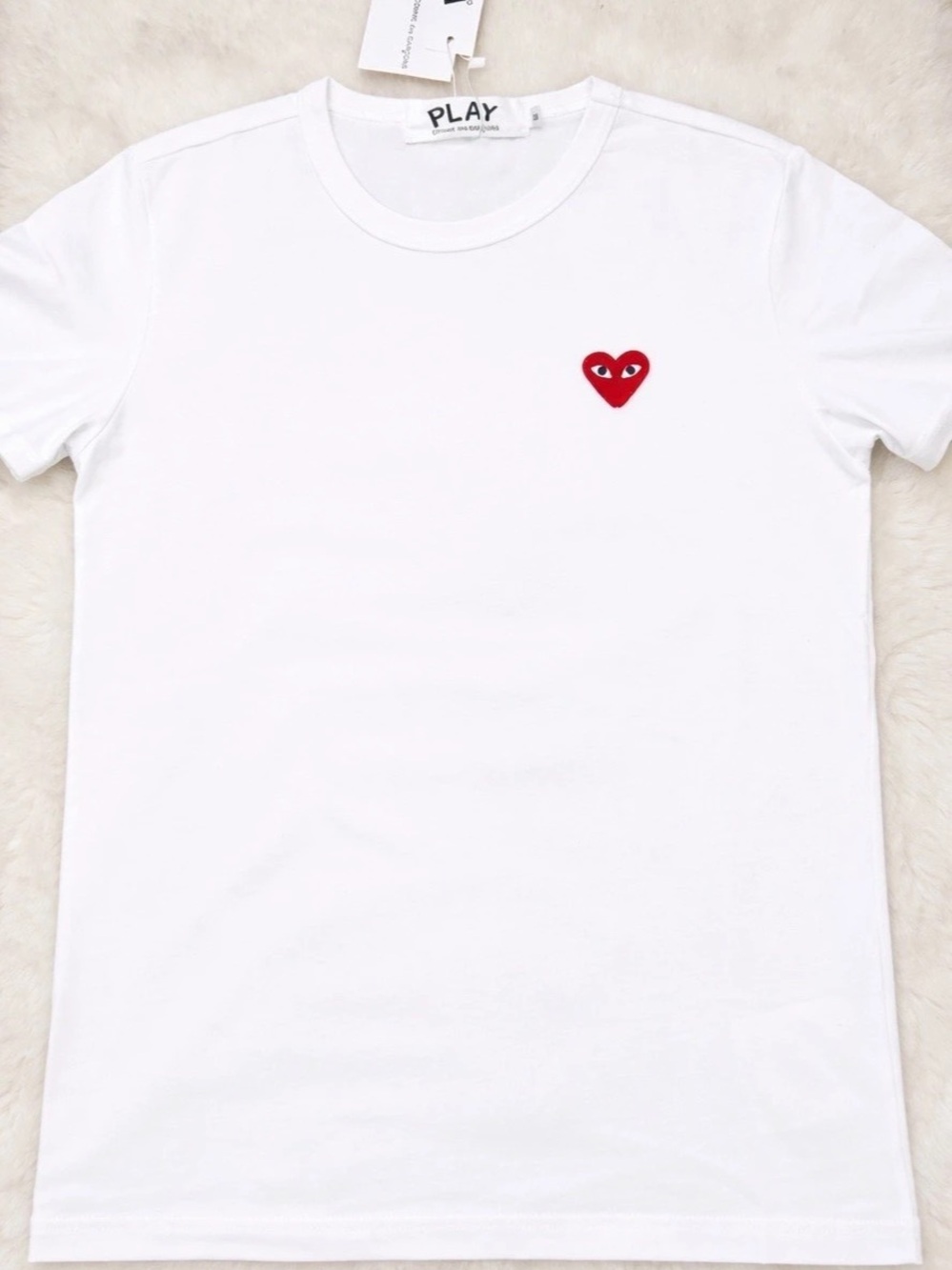 Comme des Garçons PLAY Blue Eyes Red Heart T-Shirt White Size